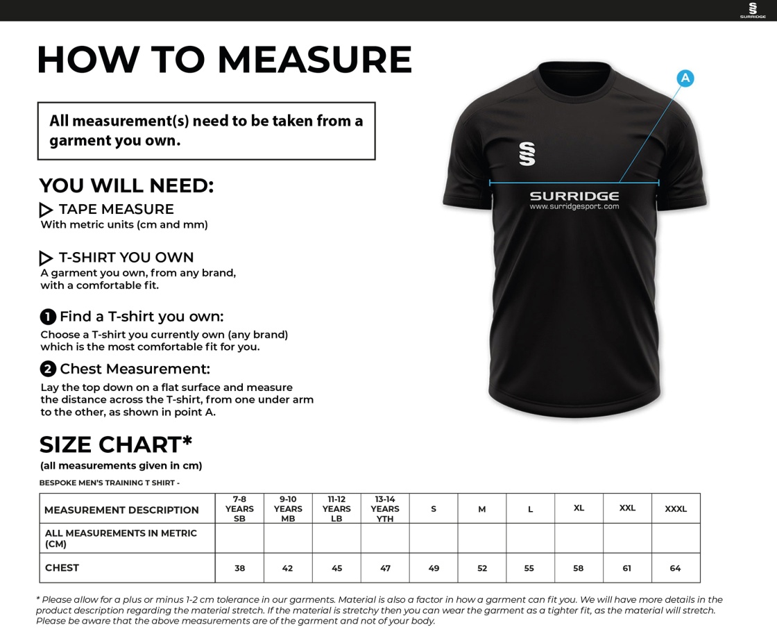 University of Chester - Tempo T-Shirt - Unisex Fit - Size Guide