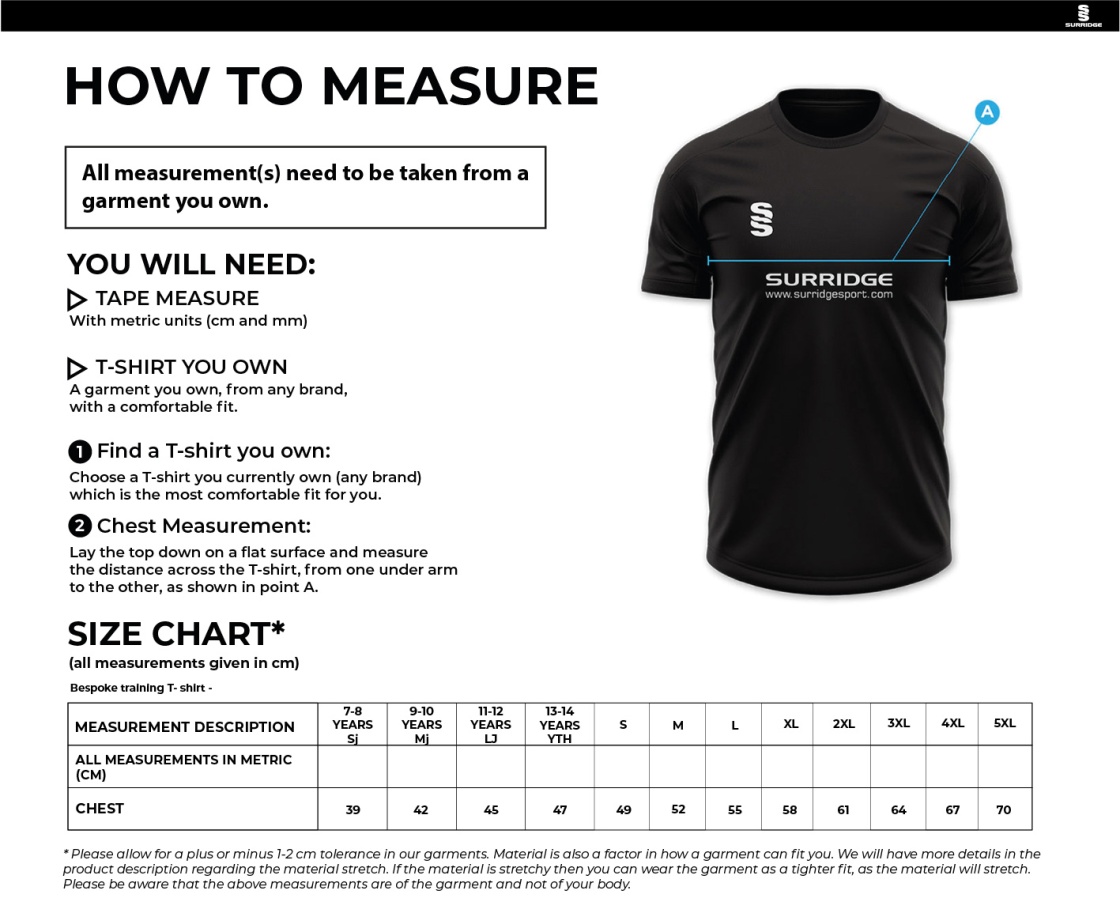 University of Chester - Impact T-Shirt - Black - Unisex Fit - Size Guide