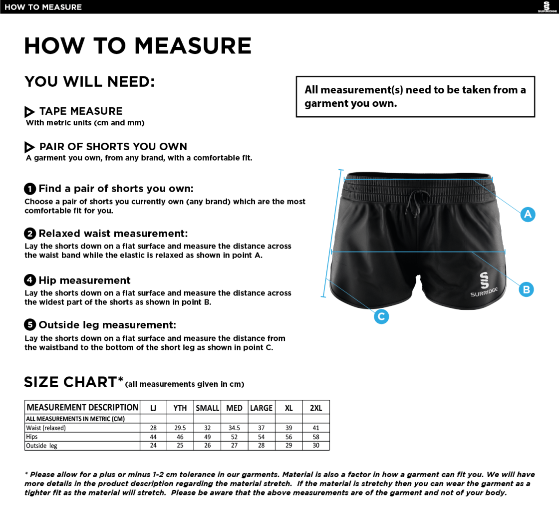 University of Chester - Dual Active Short - Women's Fit - Size Guide