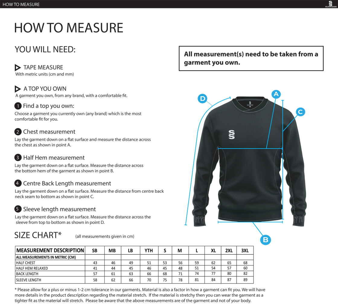 University of Chester - Run Out Top - Unisex Fit - Size Guide