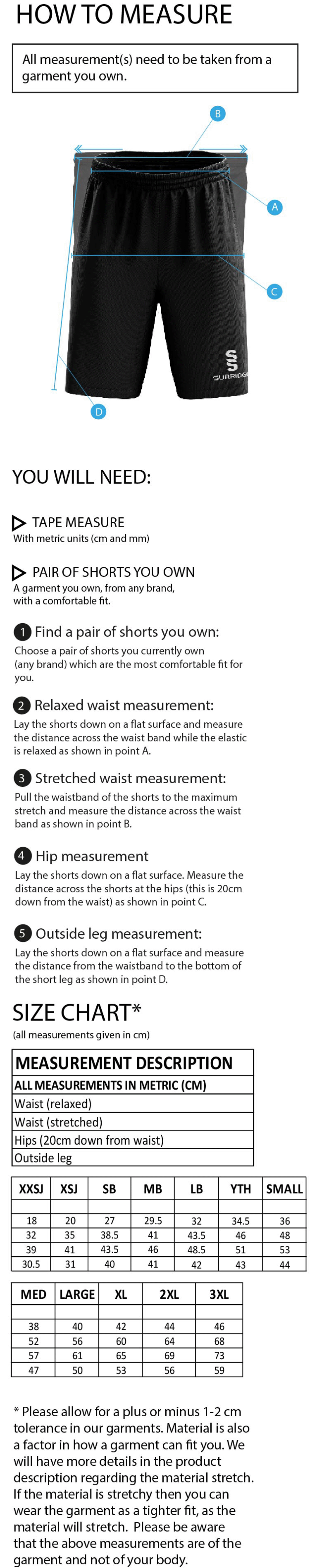 University of Chester - Fuse Short - Unisex Fit - Size Guide